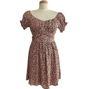Endless Blu NWT Brown/Rust Coloured Floral Print Flowy Dress Size S